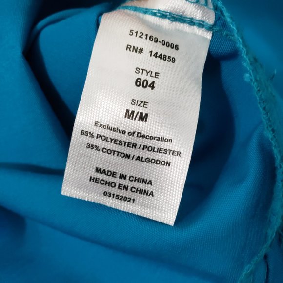 Adar Hunter Green Teal Blue Double Pocket Snap Front Scrub Top Bundle Medium - Picture 12 of 12